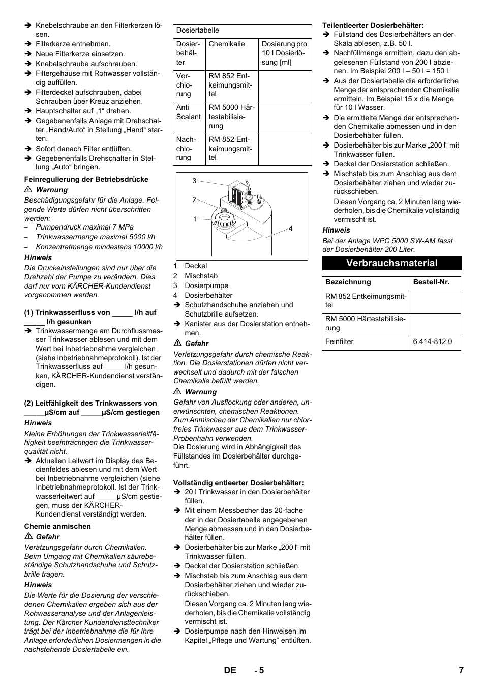 Verbrauchsmaterial | Karcher Úpravna vody WPC 10000 SW User Manual | Page 7 / 32