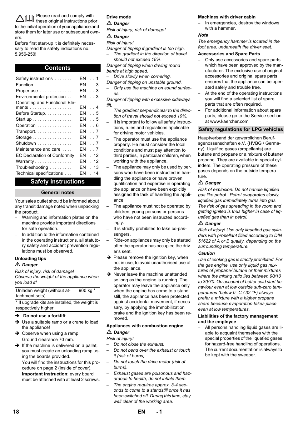 Karcher KM 130-300 R Lpg User Manual | Page 18 / 448