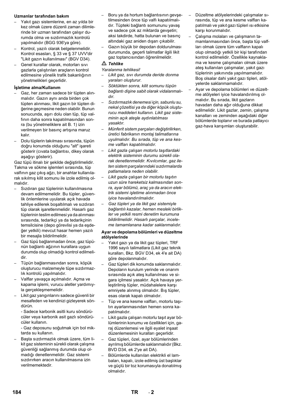 184 tr | Karcher KM 130-300 R Lpg User Manual | Page 184 / 448