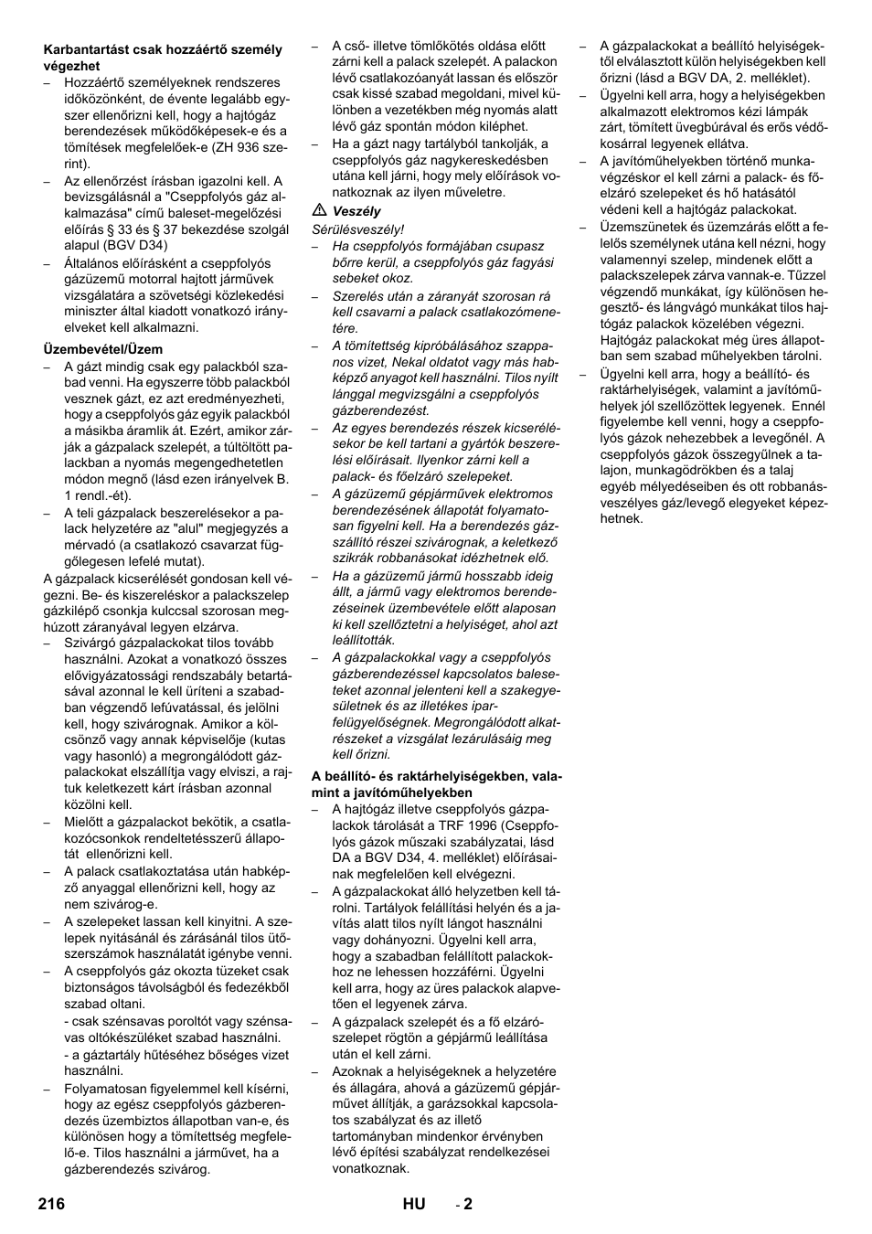 216 hu | Karcher KM 130-300 R Lpg User Manual | Page 216 / 448