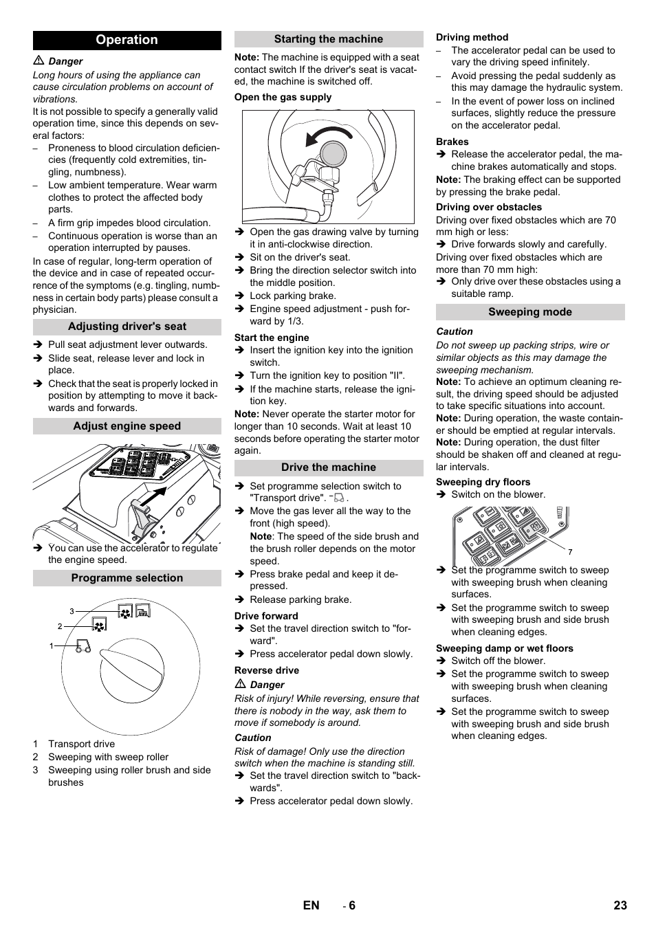 Operation | Karcher KM 130-300 R Lpg User Manual | Page 23 / 448