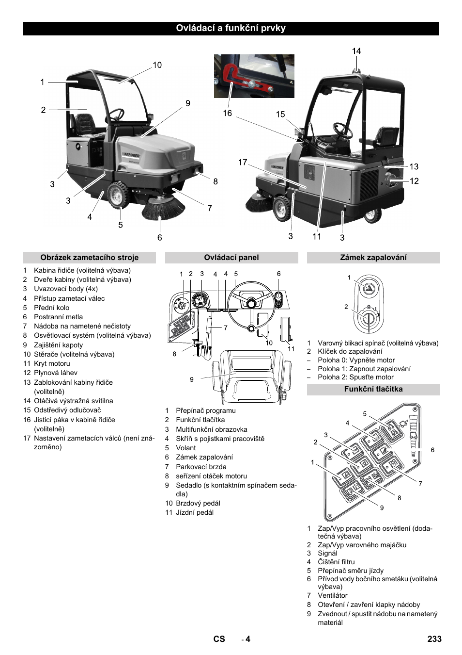 Ovládací a funkční prvky | Karcher KM 130-300 R Lpg User Manual | Page 233 / 448
