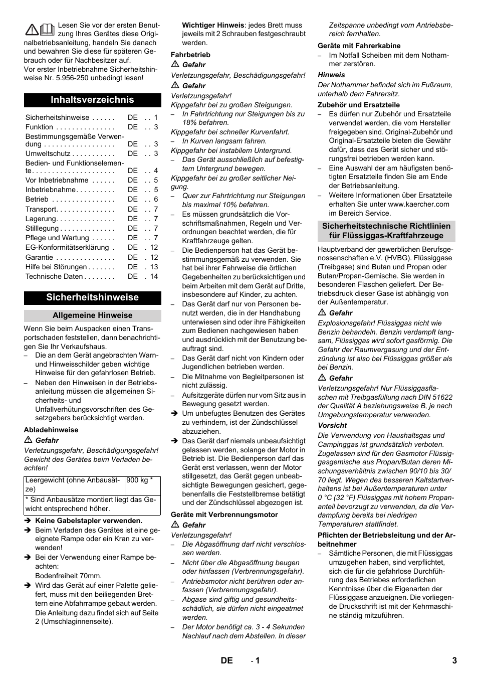 Karcher KM 130-300 R Lpg User Manual | Page 3 / 448