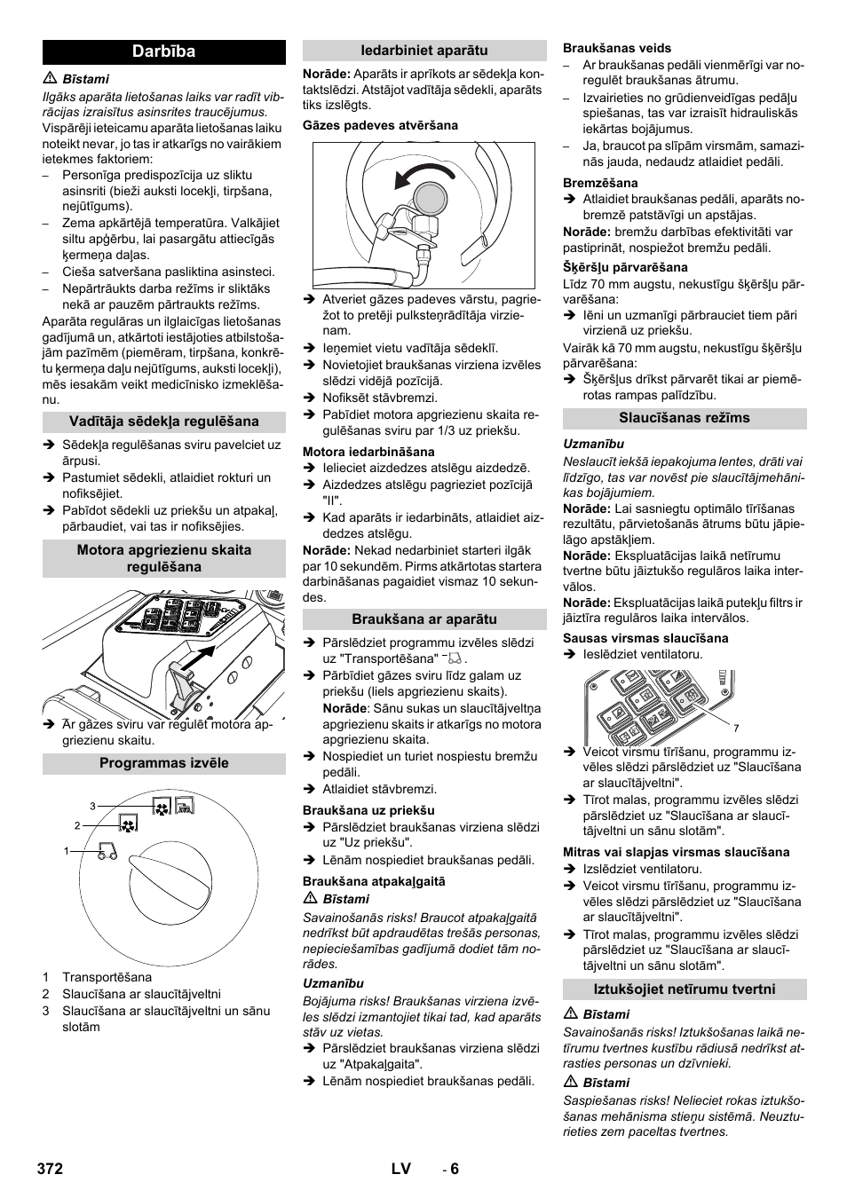 Darbība | Karcher KM 130-300 R Lpg User Manual | Page 372 / 448