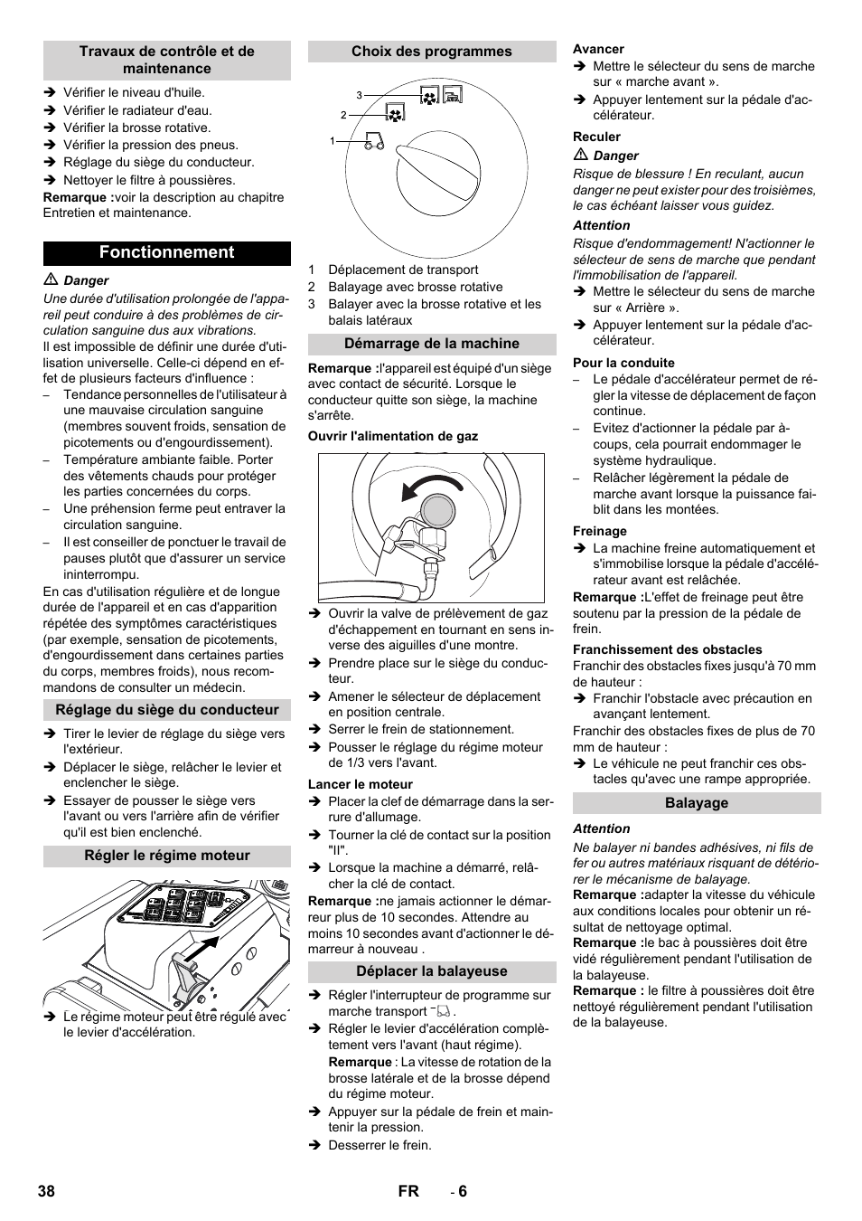 Fonctionnement | Karcher KM 130-300 R Lpg User Manual | Page 38 / 448