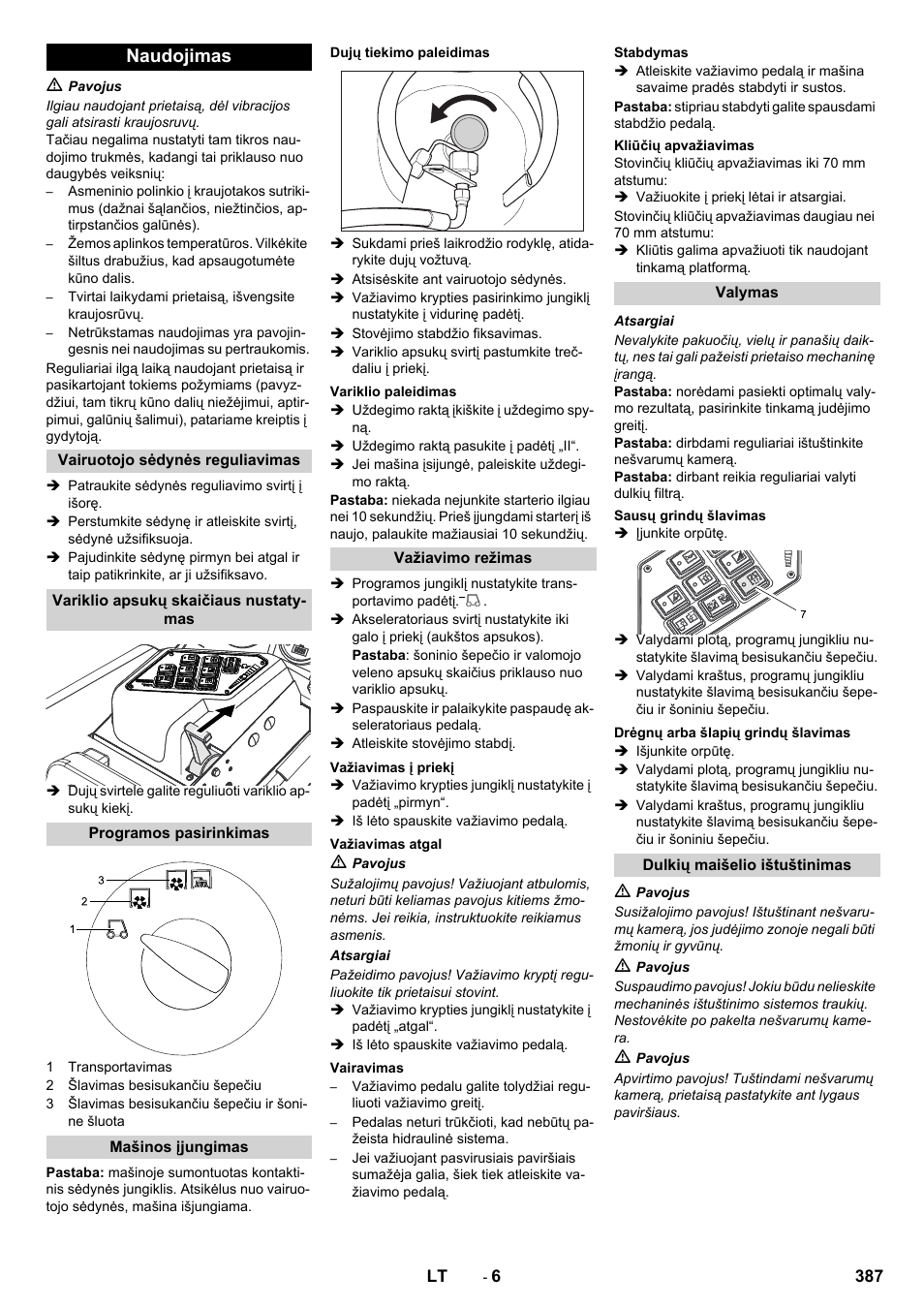 Naudojimas | Karcher KM 130-300 R Lpg User Manual | Page 387 / 448