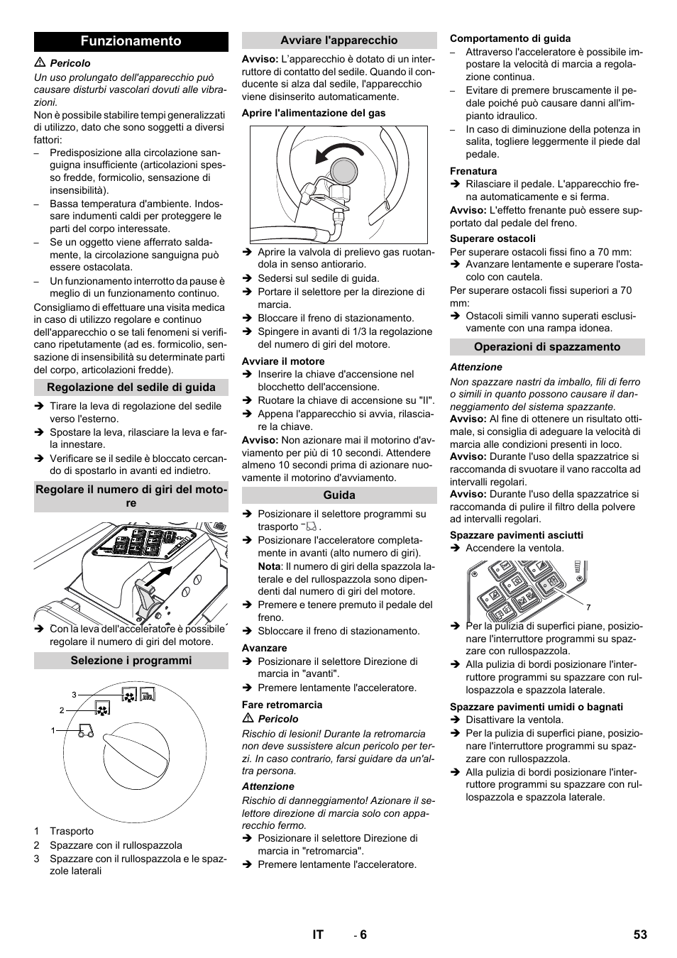 Funzionamento | Karcher KM 130-300 R Lpg User Manual | Page 53 / 448