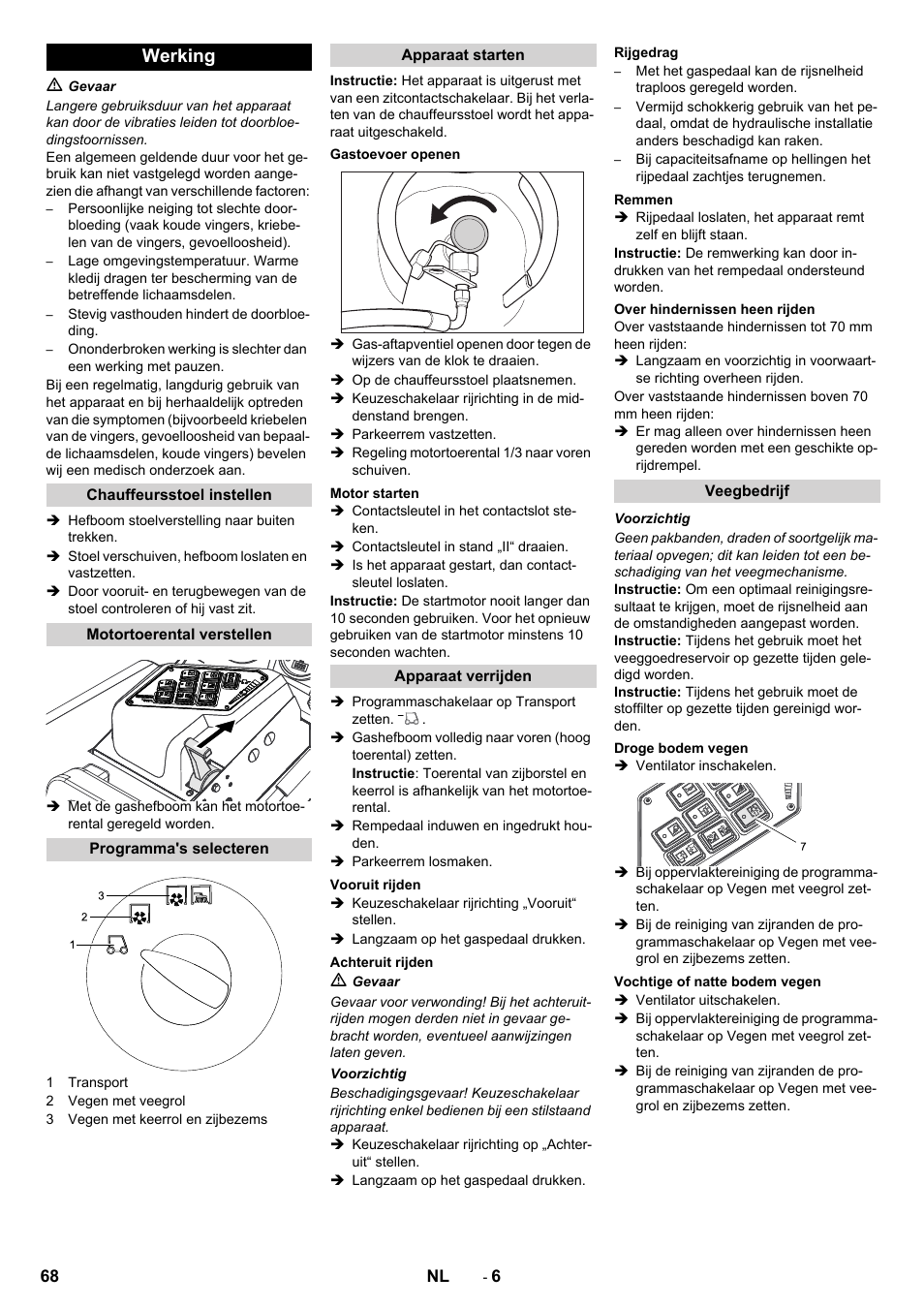 Werking | Karcher KM 130-300 R Lpg User Manual | Page 68 / 448