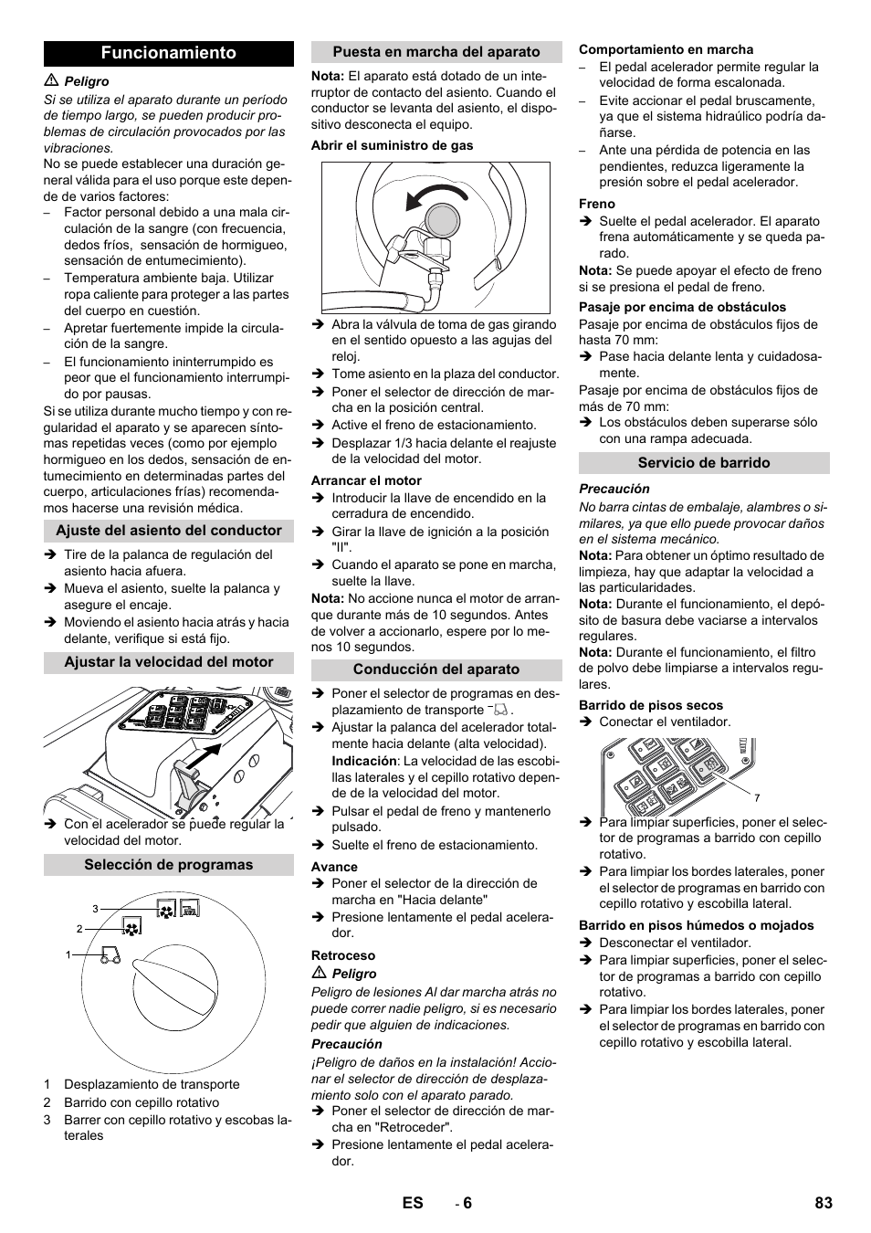 Funcionamiento | Karcher KM 130-300 R Lpg User Manual | Page 83 / 448