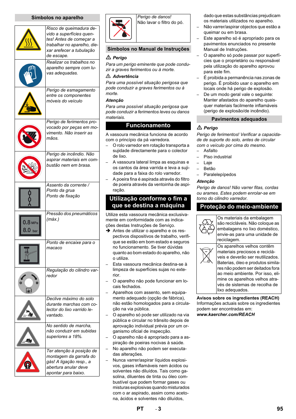 Proteção do meio-ambiente | Karcher KM 130-300 R Lpg User Manual | Page 95 / 448