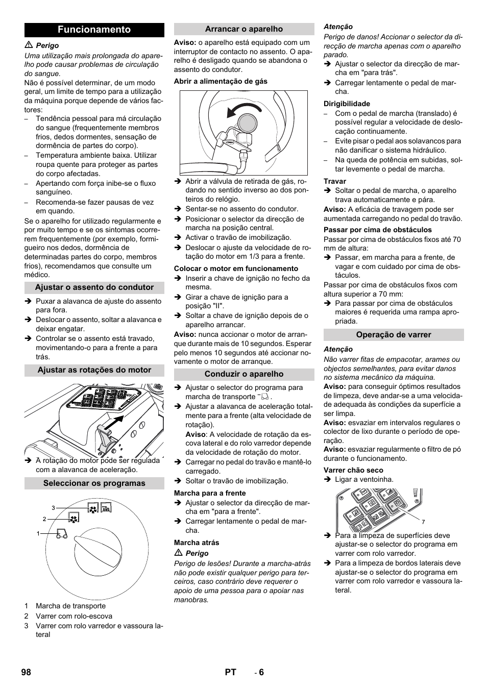 Funcionamento | Karcher KM 130-300 R Lpg User Manual | Page 98 / 448