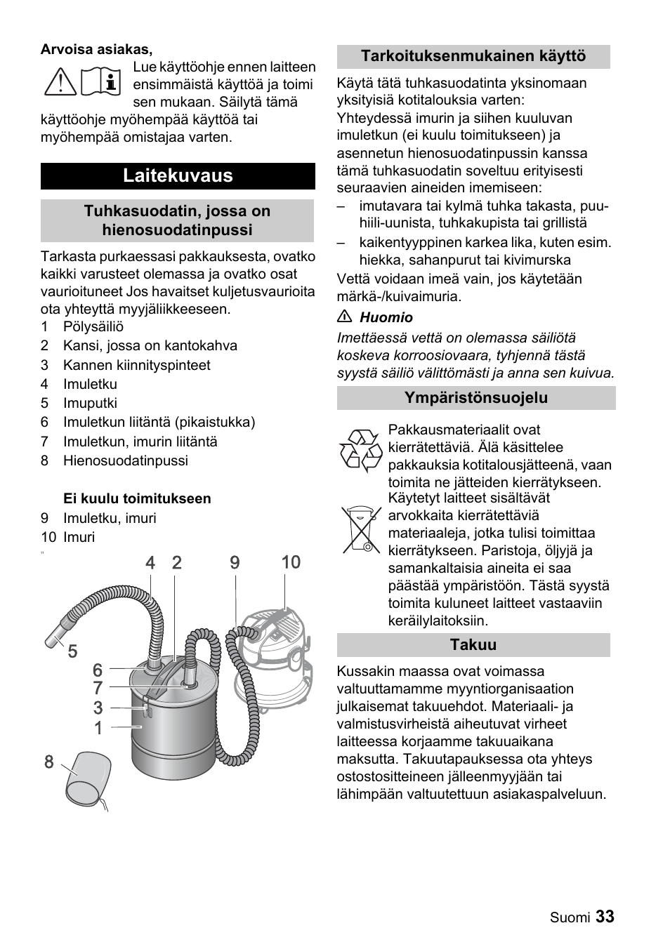 Laitekuvaus | Karcher Filtr na hrubé nečistoty a popel Premium User Manual | Page 33 / 84