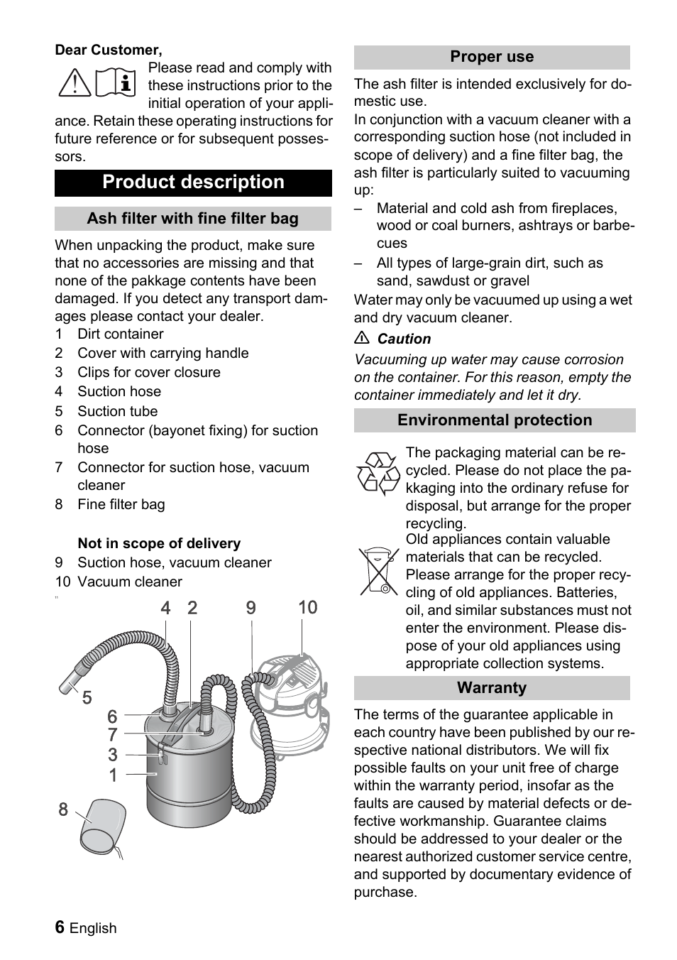 Product description | Karcher Filtr na hrubé nečistoty a popel Premium User Manual | Page 6 / 84