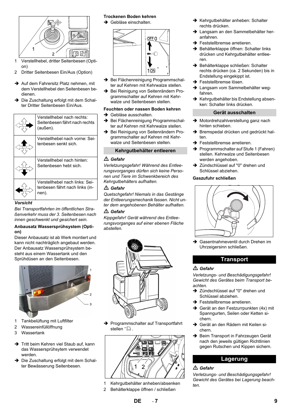 Transport lagerung | Karcher KM 170-600 R Lpg User Manual | Page 9 / 472