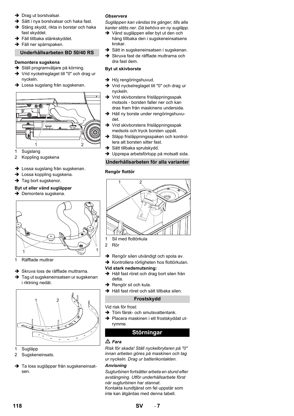 Störningar | Karcher BD 50-40 RS Bp User Manual | Page 118 / 332
