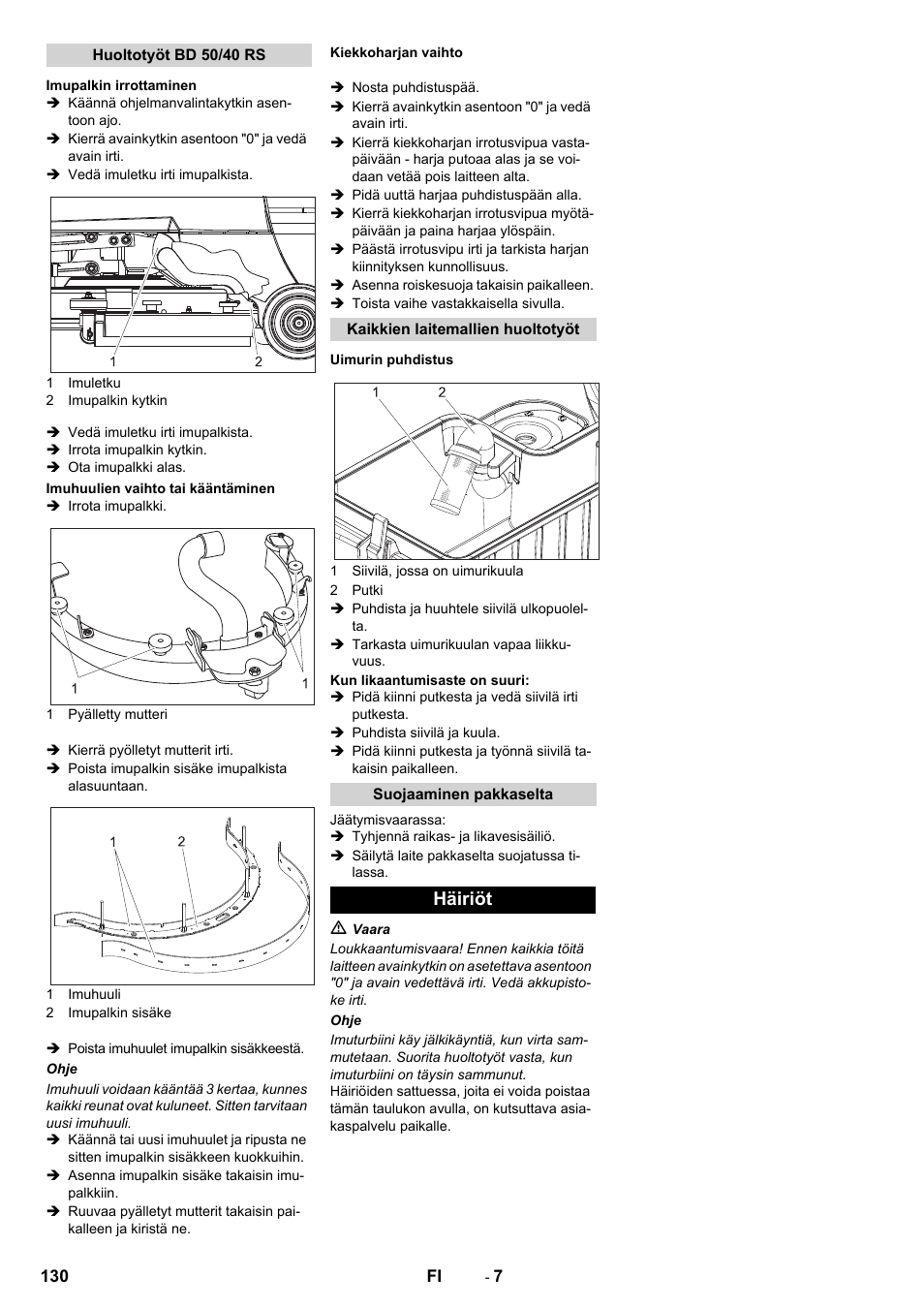 Häiriöt | Karcher BD 50-40 RS Bp User Manual | Page 130 / 332