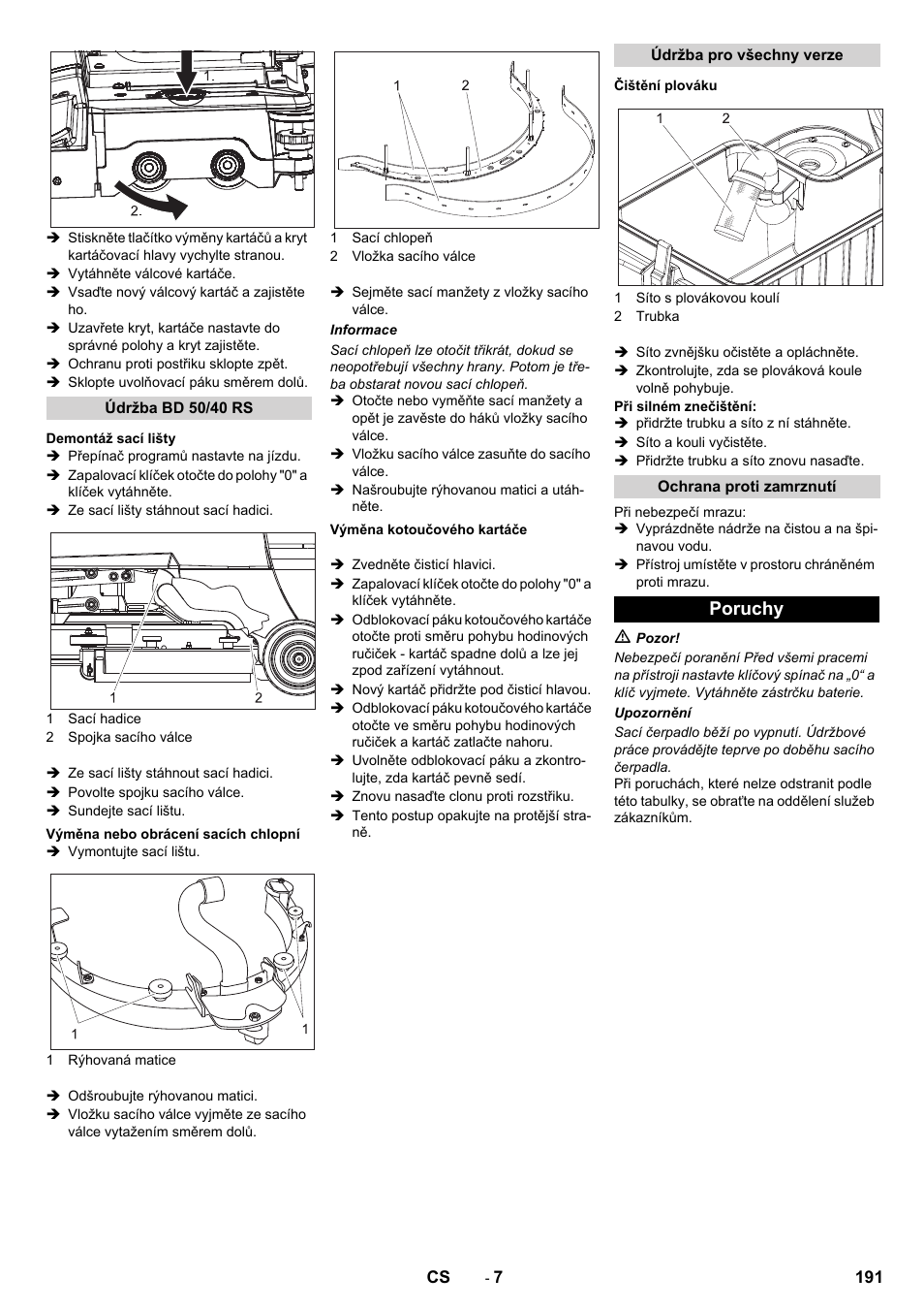 Poruchy | Karcher BD 50-40 RS Bp User Manual | Page 191 / 332