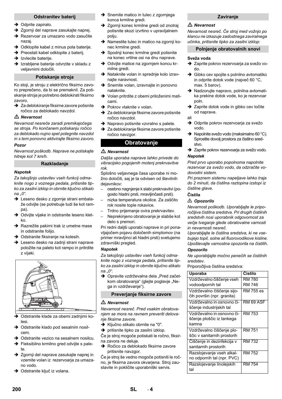 Obratovanje | Karcher BD 50-40 RS Bp User Manual | Page 200 / 332