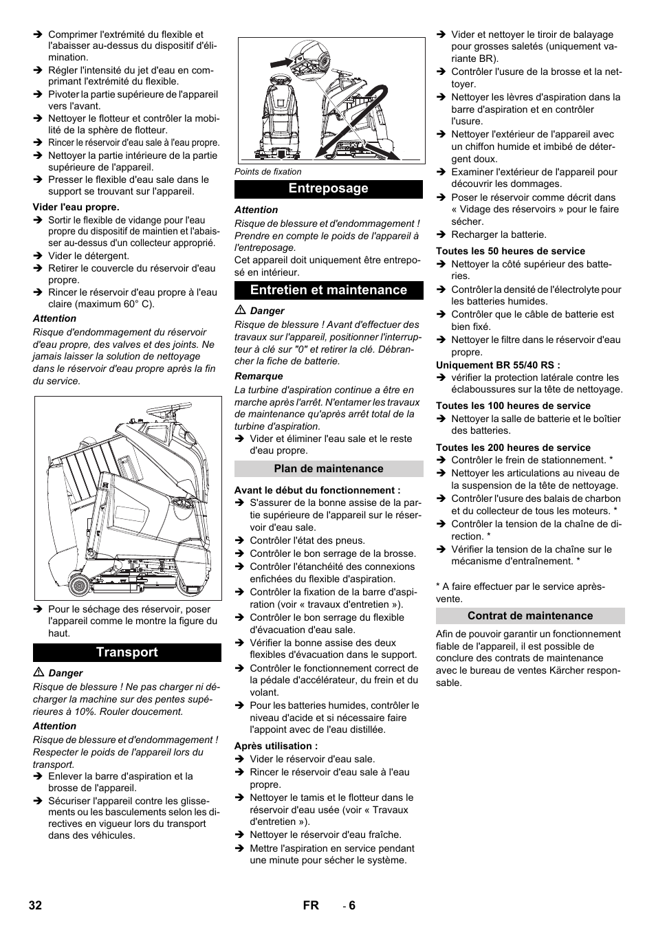 Transport entreposage entretien et maintenance | Karcher BD 50-40 RS Bp User Manual | Page 32 / 332