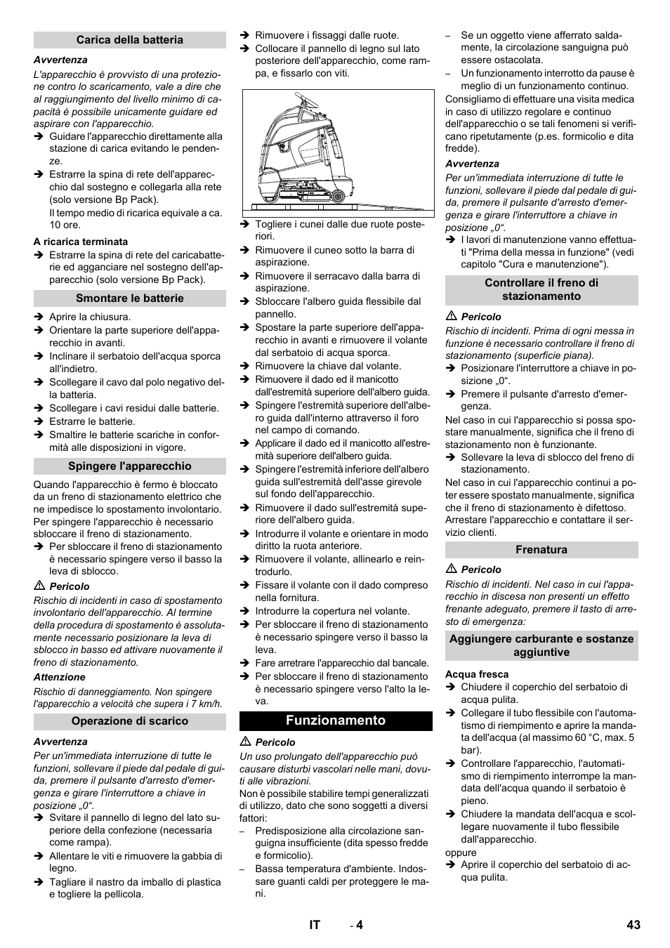 Funzionamento | Karcher BD 50-40 RS Bp User Manual | Page 43 / 332