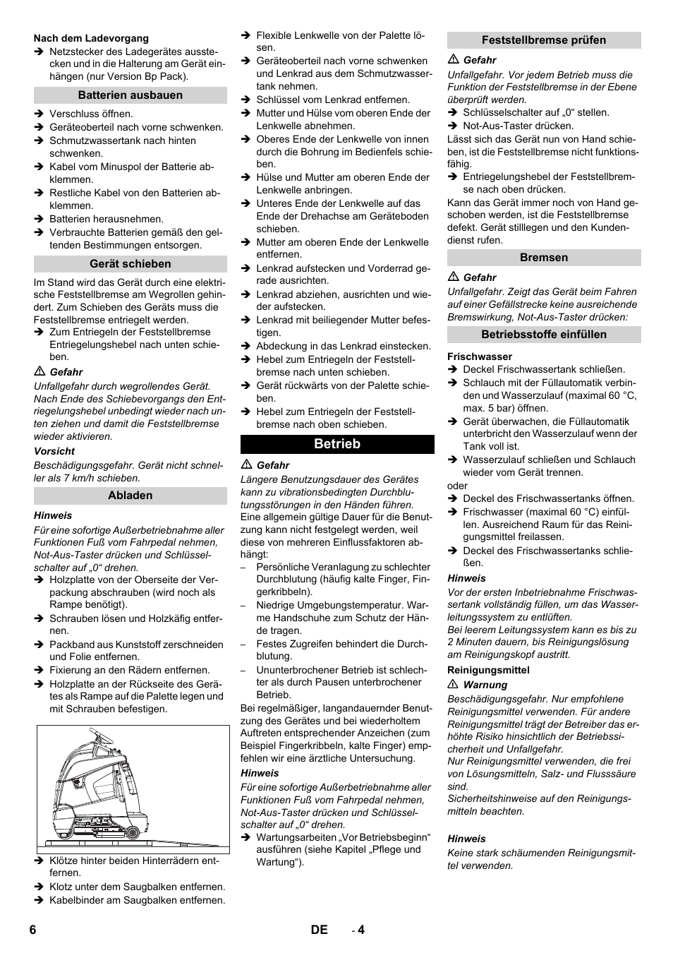 Betrieb | Karcher BD 50-40 RS Bp User Manual | Page 6 / 332