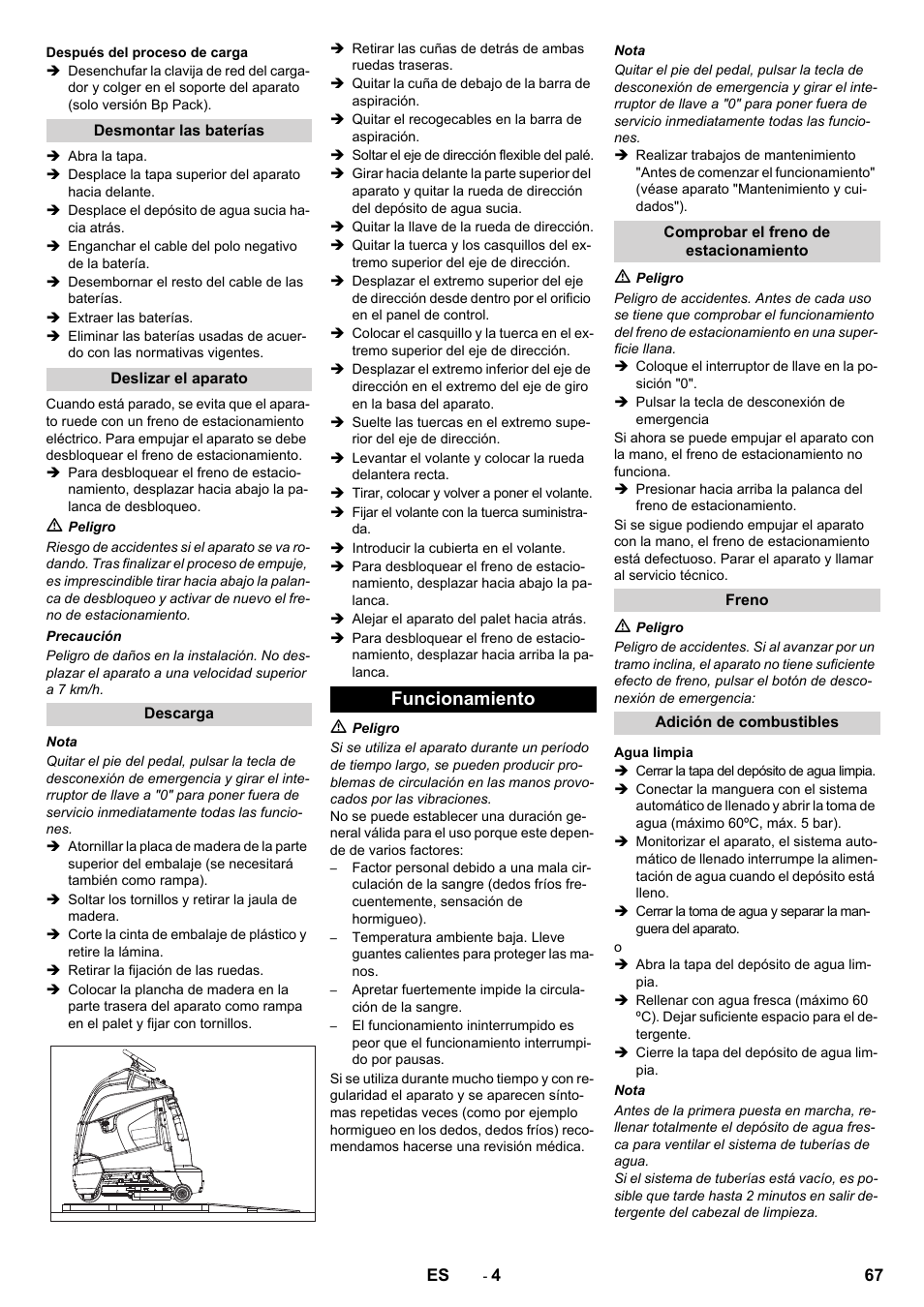 Funcionamiento | Karcher BD 50-40 RS Bp User Manual | Page 67 / 332