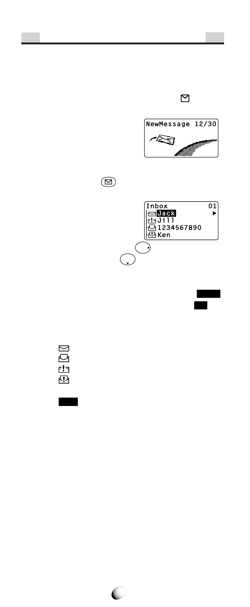 Receiving text messages, Checking received messages, Inbox option | Audiovox 9155-GPX User Manual | Page 58 / 107