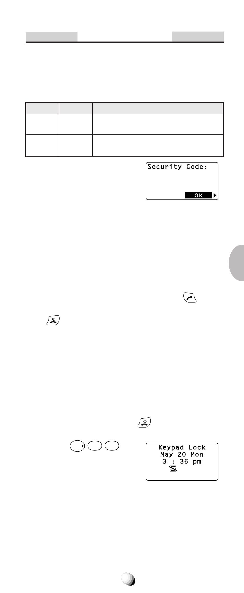 Lock features, Security code and unlock code, Keypad lock (f11) | Audiovox 9155-GPX User Manual | Page 71 / 107