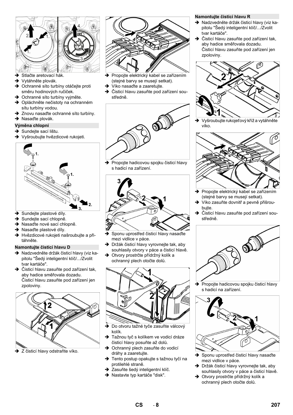 Výměna chlopní, Namontujte čisticí hlavu d, Namontujte čisticí hlavu r | Karcher B 150 R Bp Dose User Manual | Page 207 / 376