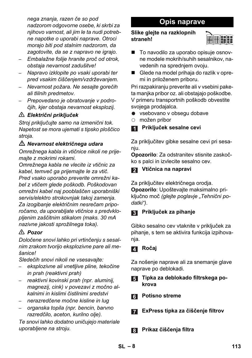 Opis naprave | Karcher WD 7-700 P User Manual | Page 113 / 192