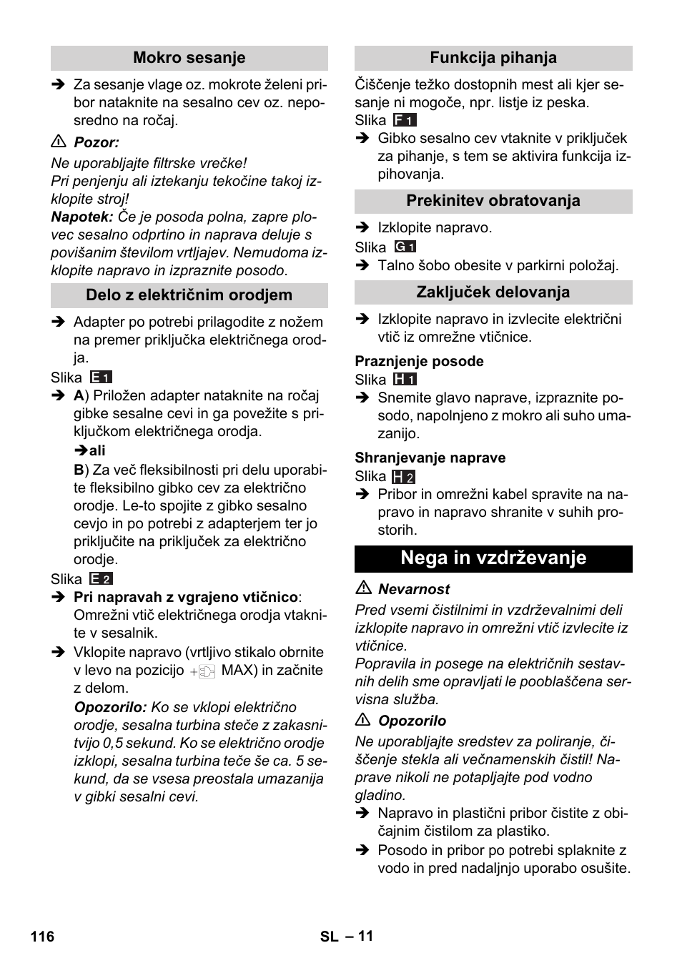 Nega in vzdrževanje | Karcher WD 7-700 P User Manual | Page 116 / 192