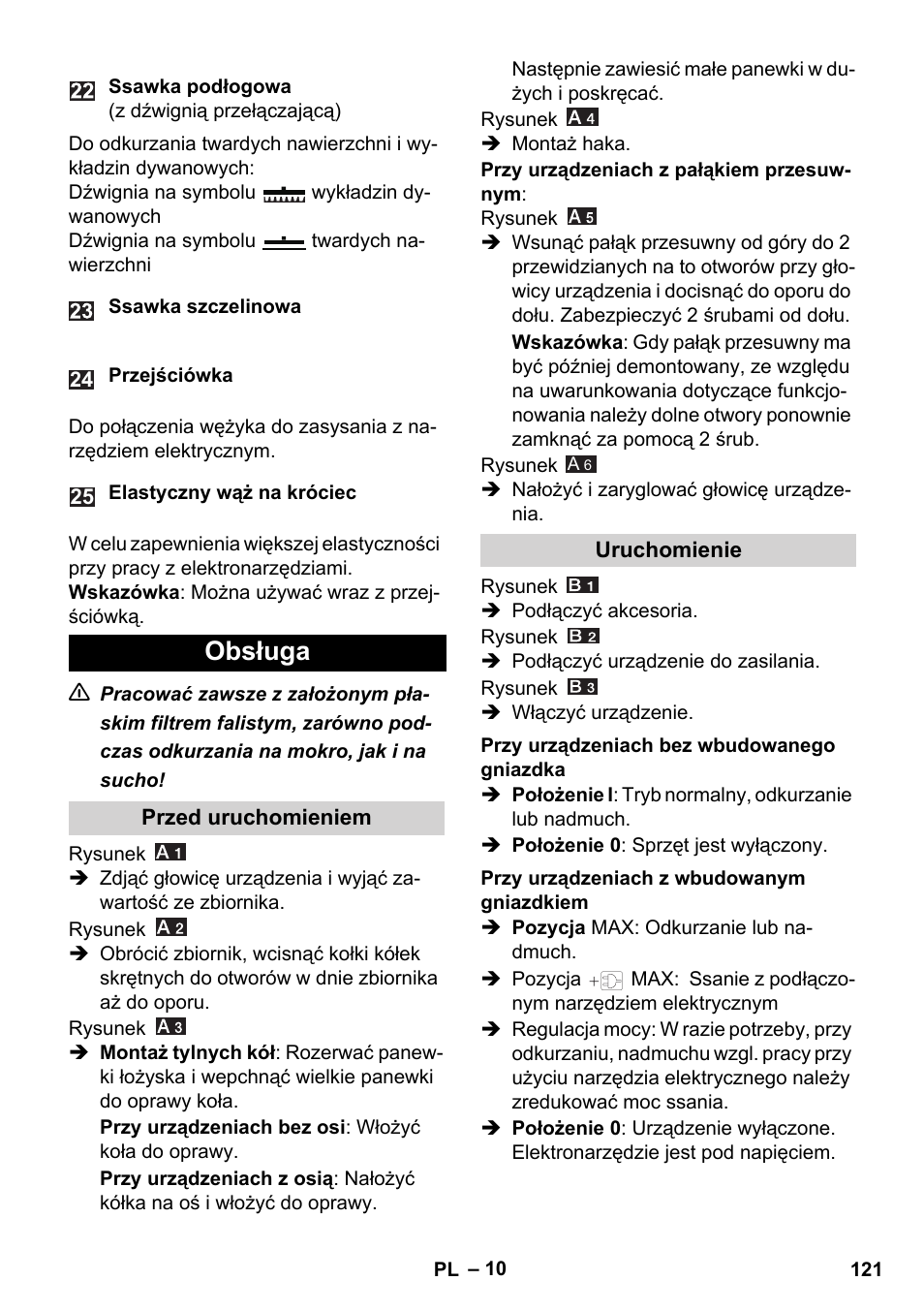 Obsługa | Karcher WD 7-700 P User Manual | Page 121 / 192