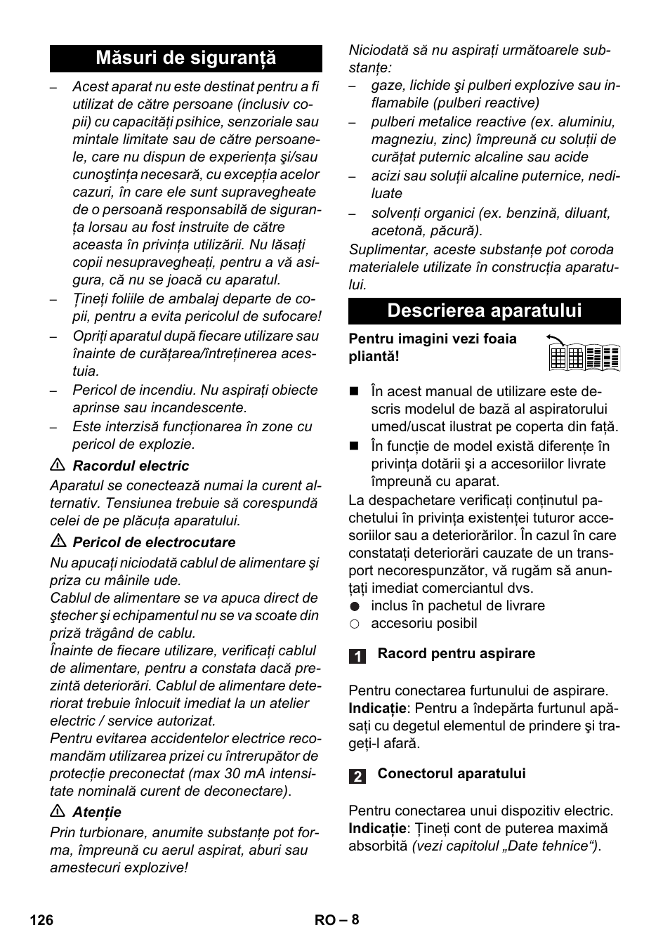 Măsuri de siguranţă descrierea aparatului | Karcher WD 7-700 P User Manual | Page 126 / 192
