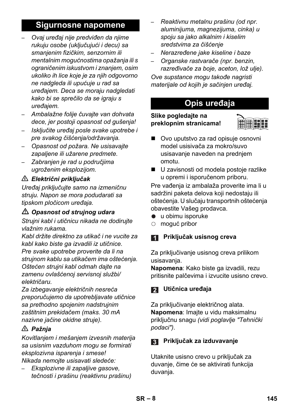 Sigurnosne napomene opis uređaja | Karcher WD 7-700 P User Manual | Page 145 / 192