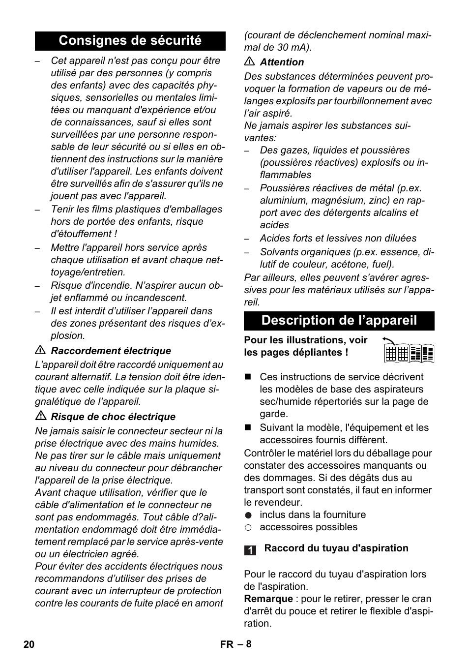 Consignes de sécurité description de l’appareil | Karcher WD 7-700 P User Manual | Page 20 / 192