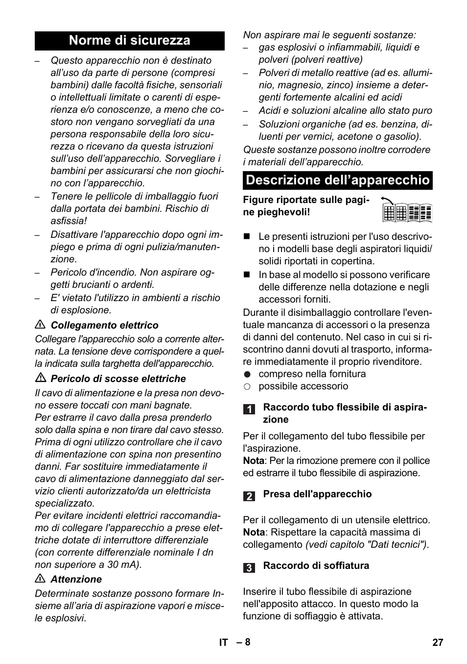 Norme di sicurezza descrizione dell’apparecchio | Karcher WD 7-700 P User Manual | Page 27 / 192