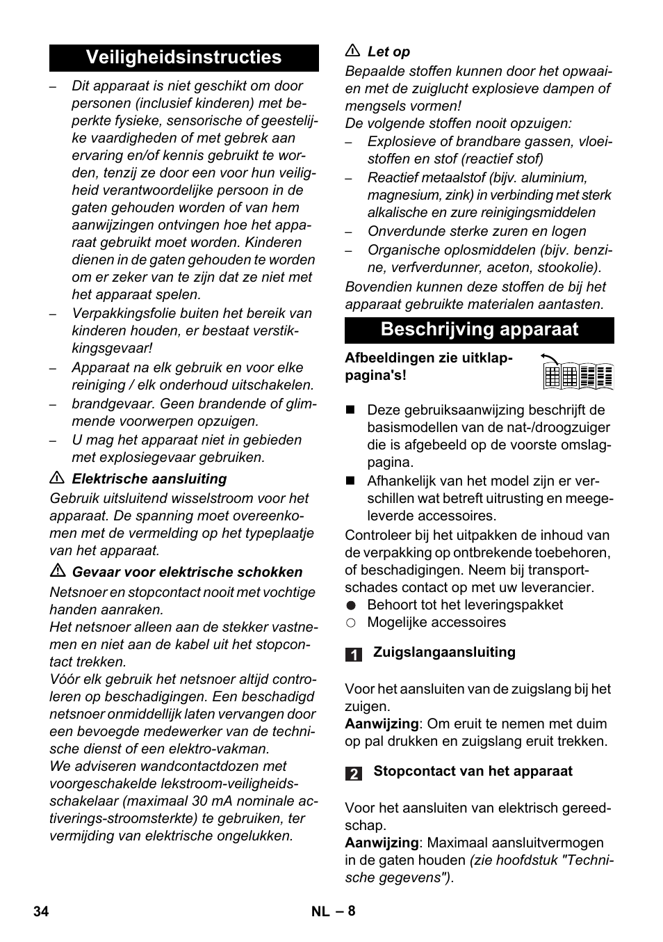 Veiligheidsinstructies beschrijving apparaat | Karcher WD 7-700 P User Manual | Page 34 / 192