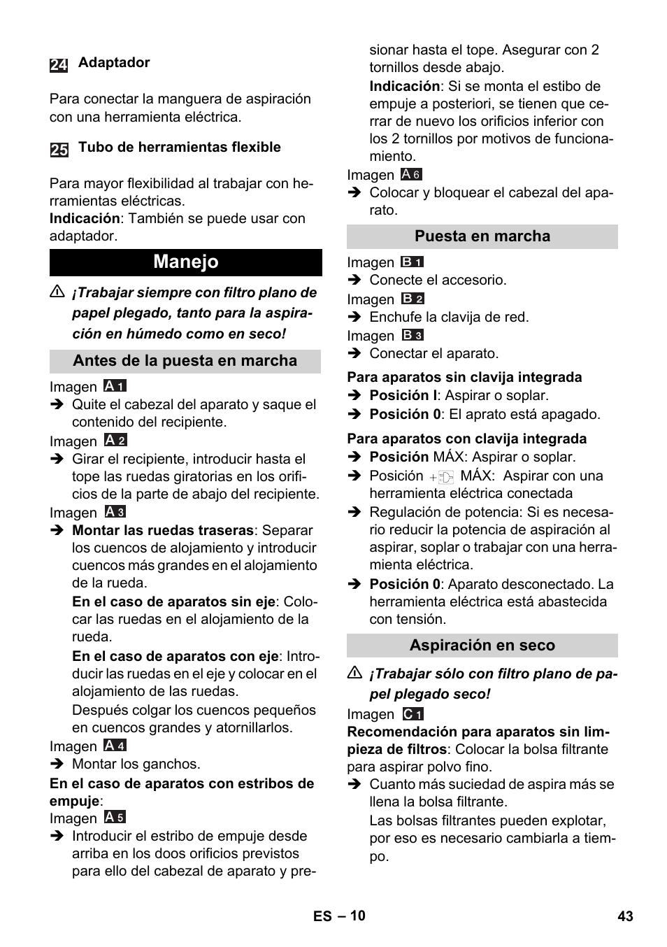 Manejo | Karcher WD 7-700 P User Manual | Page 43 / 192