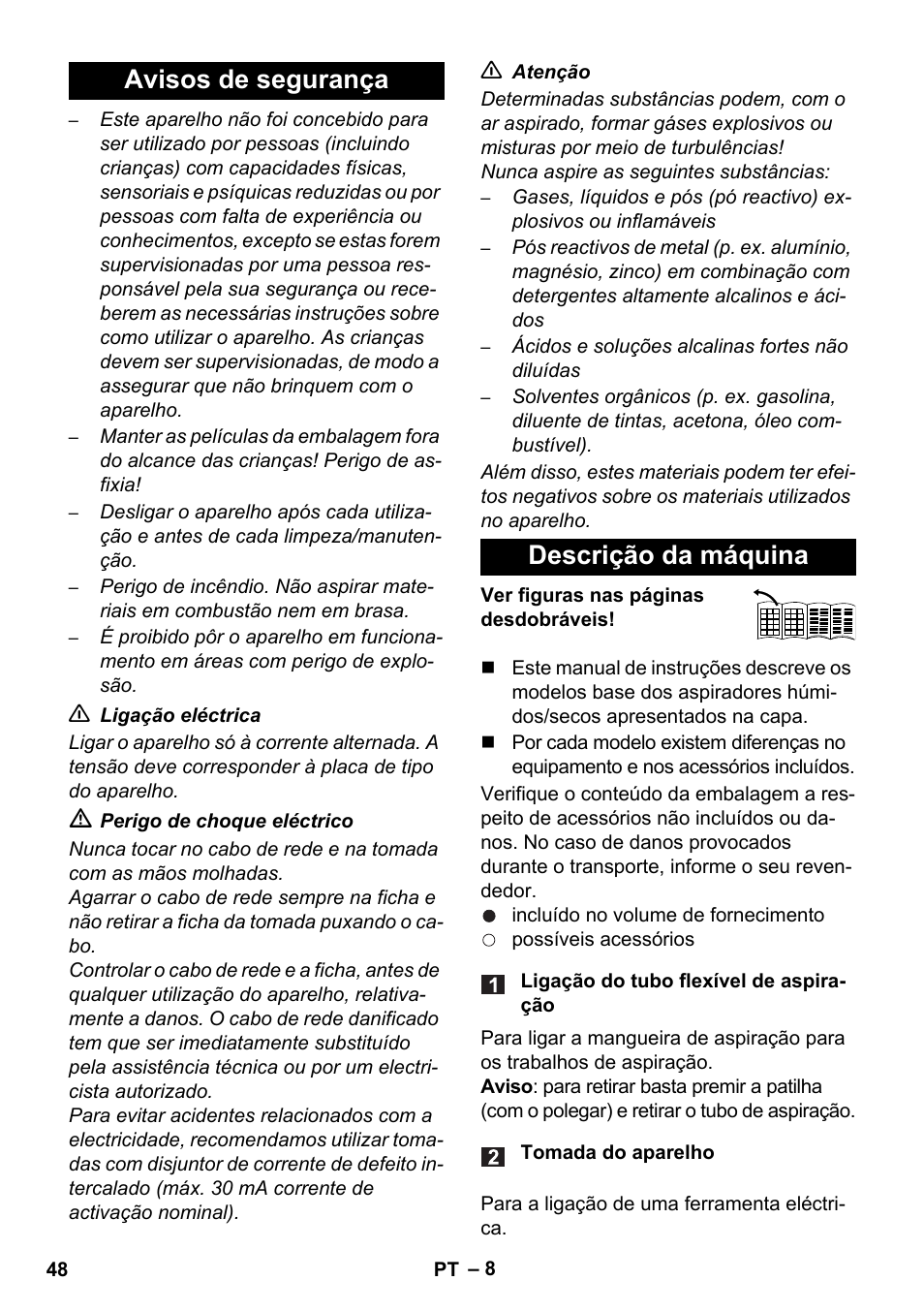 Avisos de segurança descrição da máquina | Karcher WD 7-700 P User Manual | Page 48 / 192