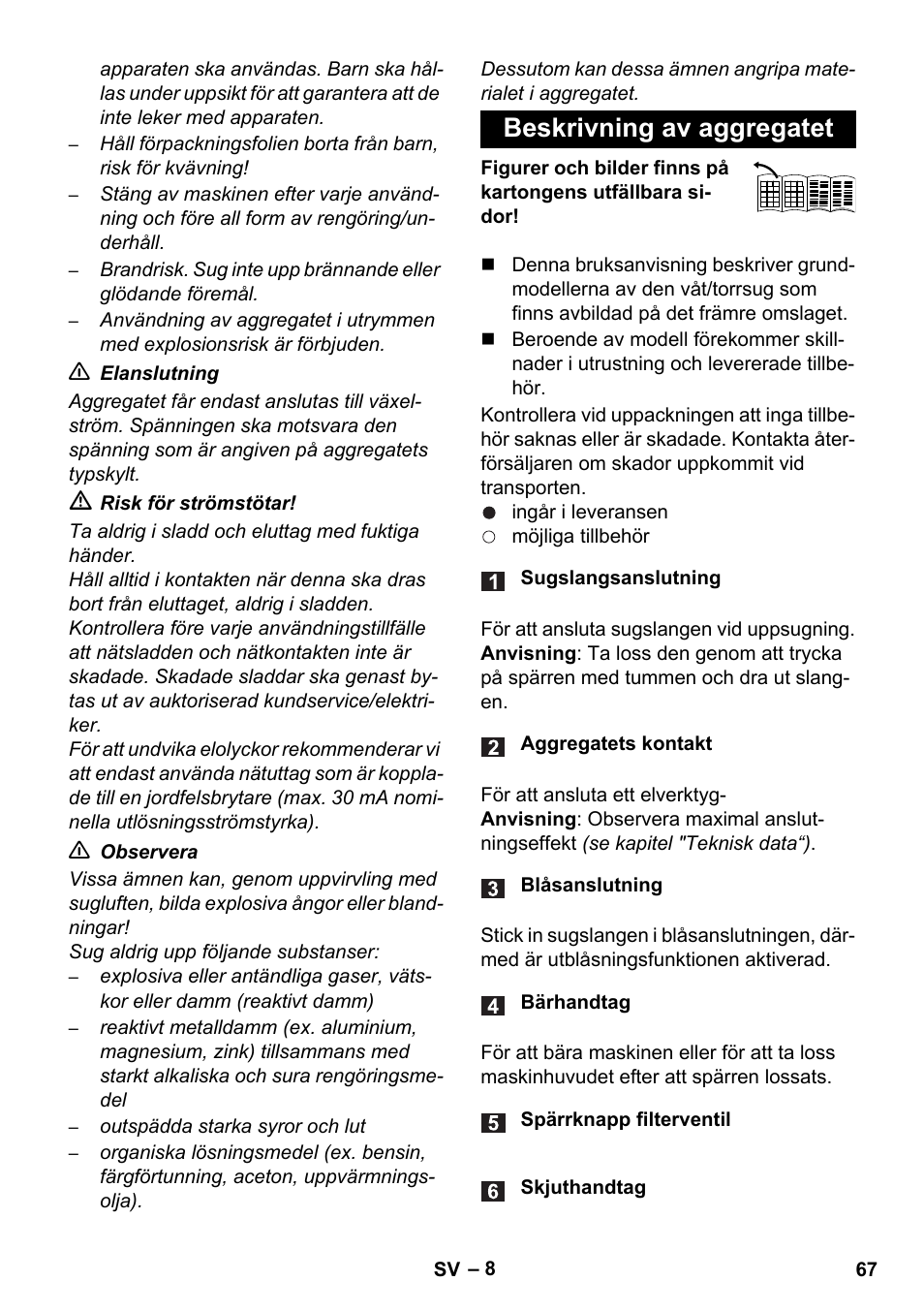 Beskrivning av aggregatet | Karcher WD 7-700 P User Manual | Page 67 / 192