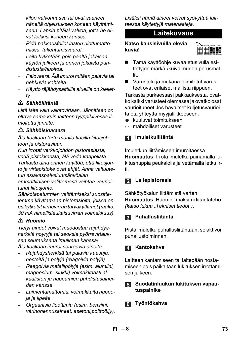 Laitekuvaus | Karcher WD 7-700 P User Manual | Page 73 / 192