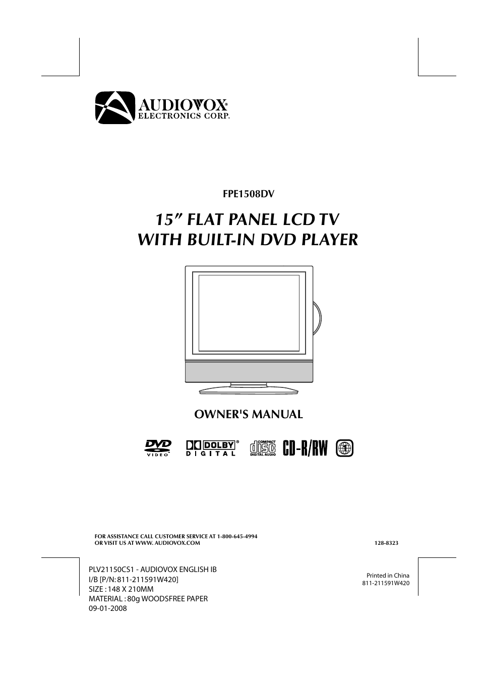 Audiovox FPE1508DV User Manual | 28 pages