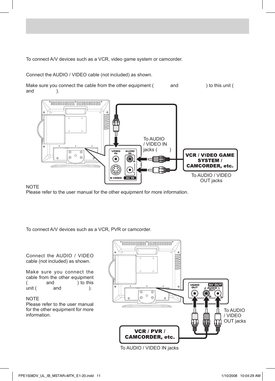 Connections | Audiovox FPE1508DV User Manual | Page 12 / 28