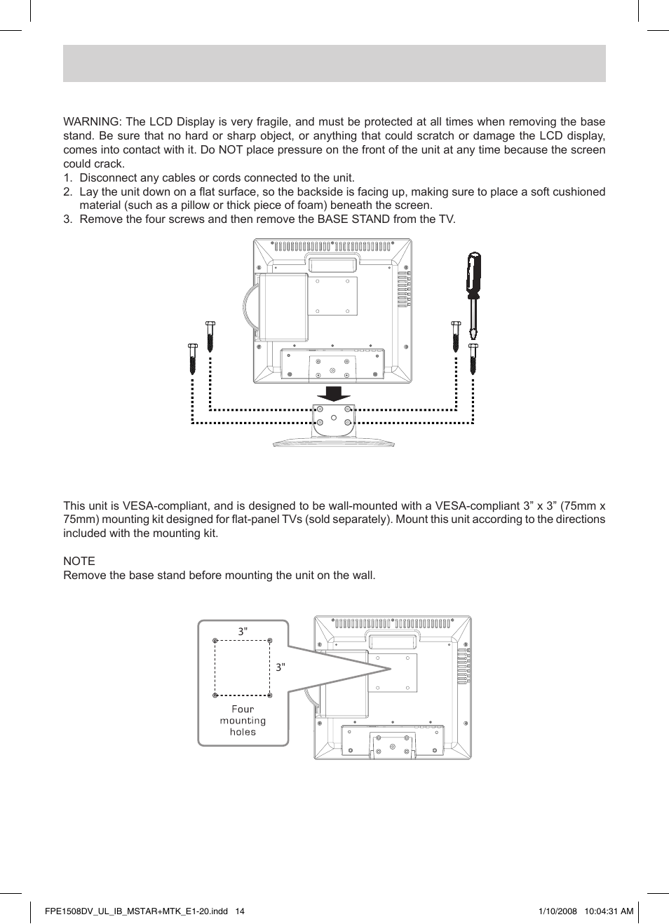 Installation | Audiovox FPE1508DV User Manual | Page 15 / 28