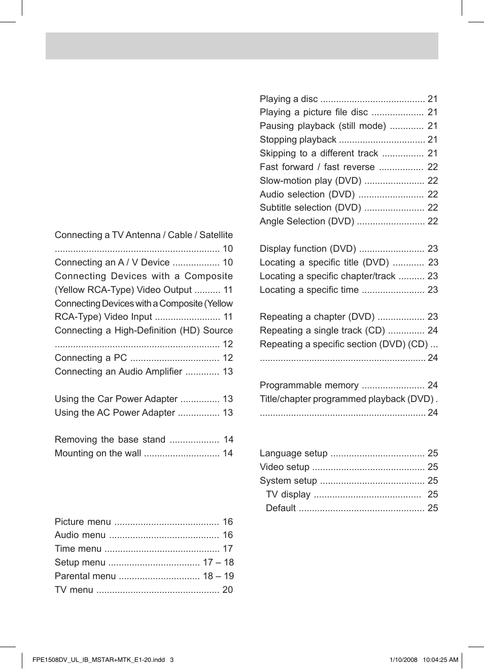 Audiovox FPE1508DV User Manual | Page 4 / 28