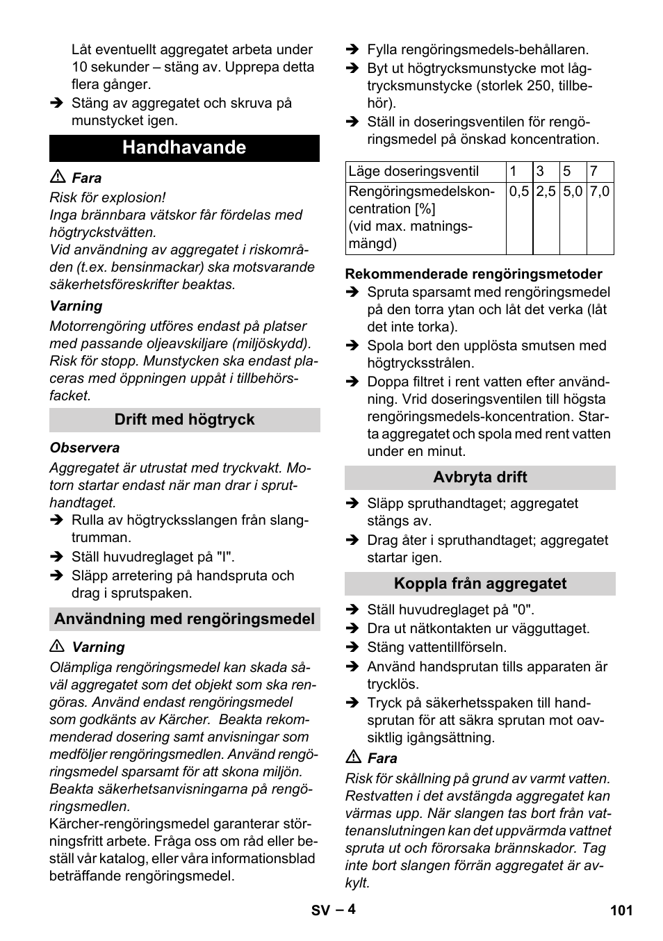 Handhavande | Karcher HD 10-21 4 SX Plus User Manual | Page 101 / 260