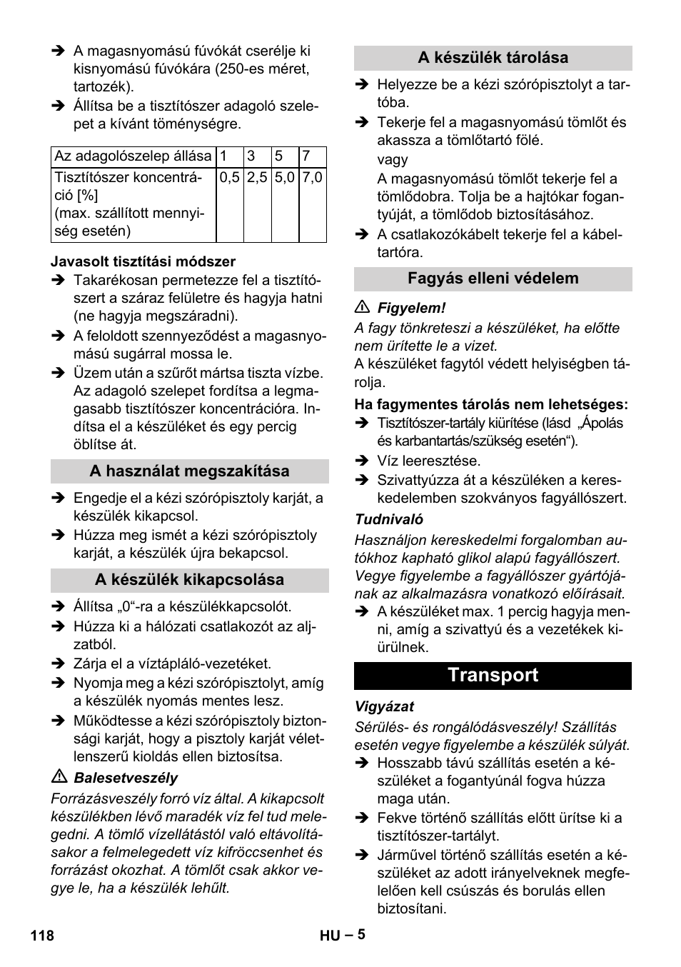 Transport | Karcher HD 10-21 4 SX Plus User Manual | Page 118 / 260