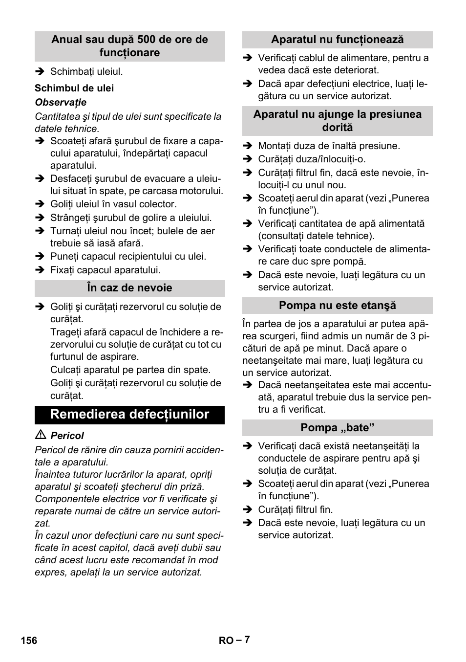 Remedierea defecţiunilor | Karcher HD 10-21 4 SX Plus User Manual | Page 156 / 260