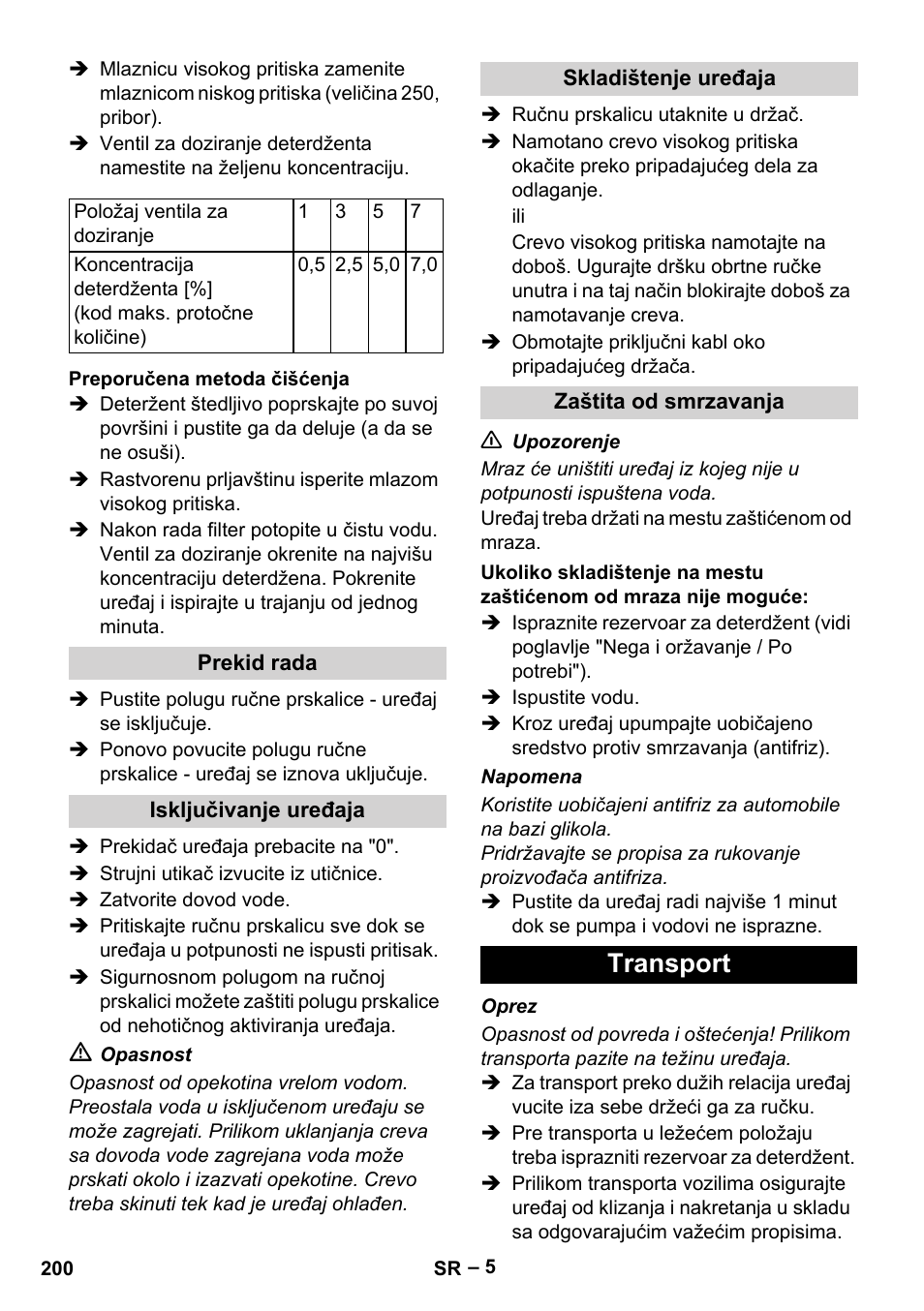 Transport | Karcher HD 10-21 4 SX Plus User Manual | Page 200 / 260