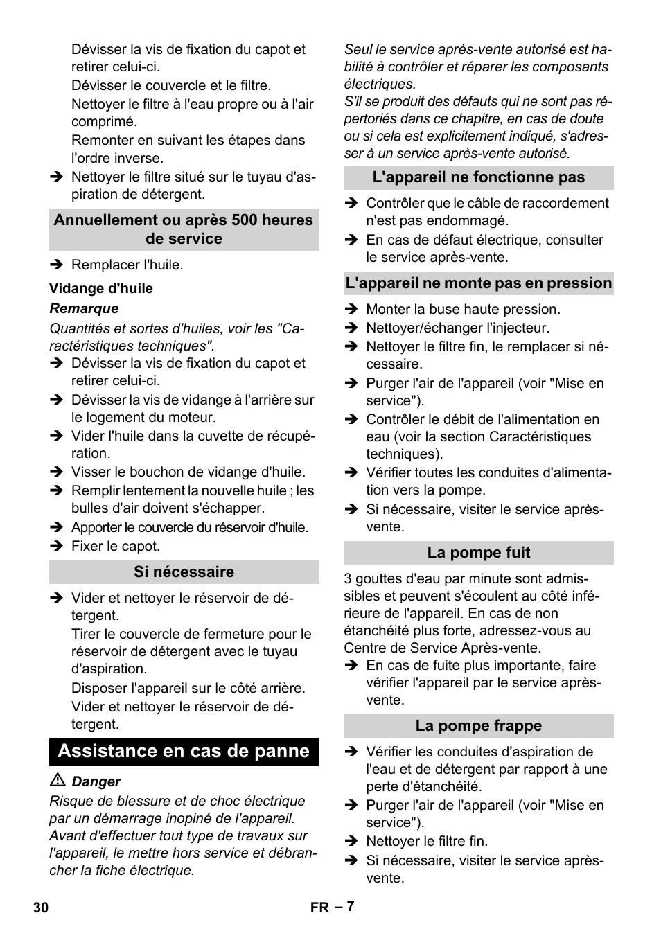Assistance en cas de panne | Karcher HD 10-21 4 SX Plus User Manual | Page 30 / 260